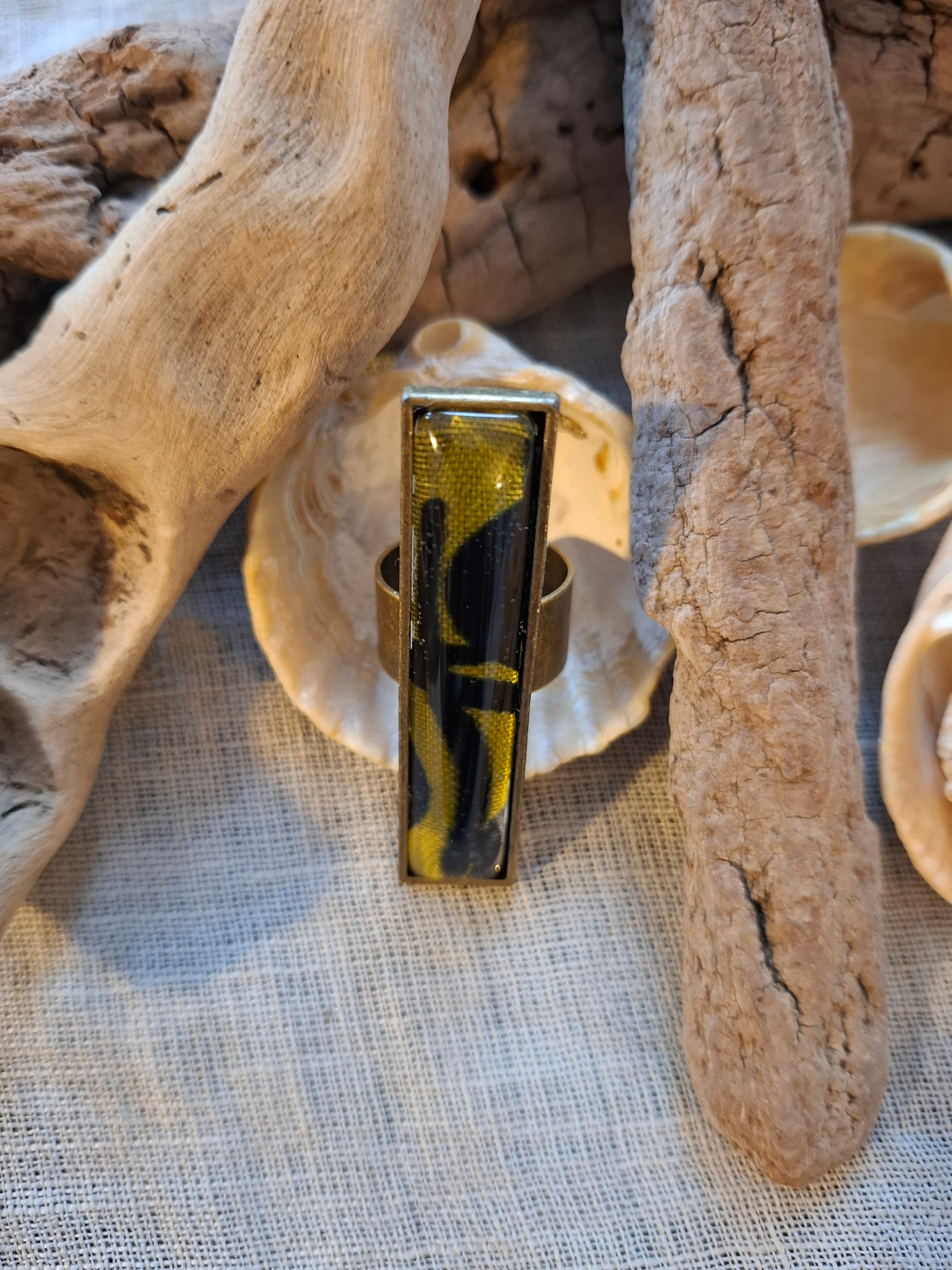 Amber Paint Flow Ring