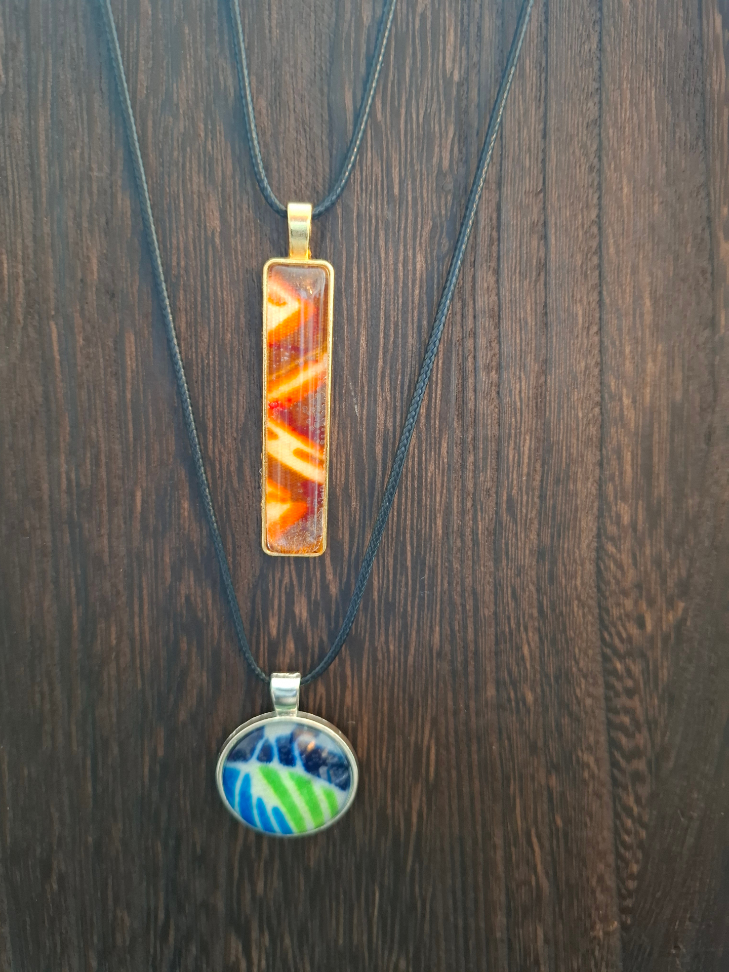 Gilded Bar & Leaf Pendants